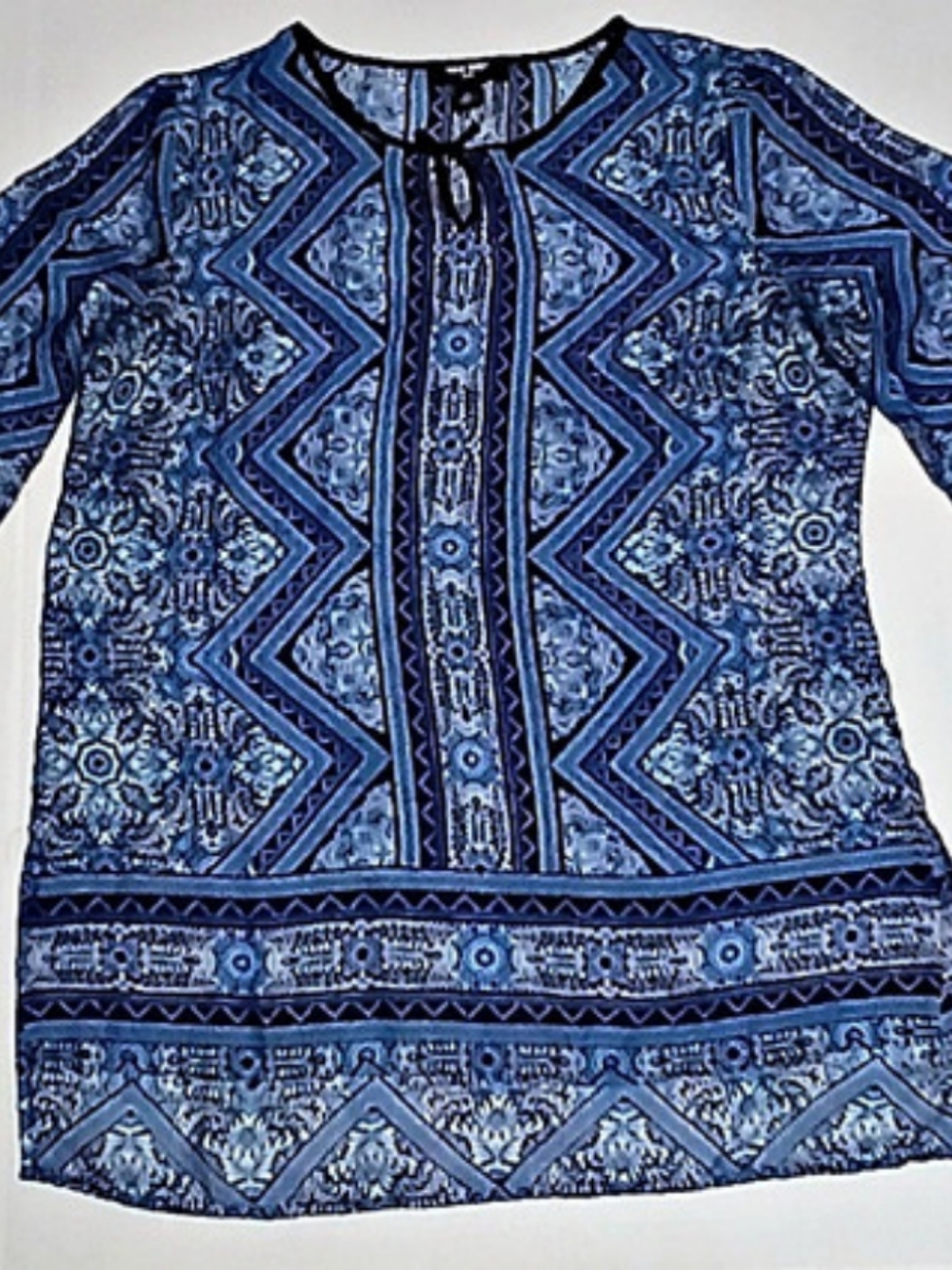 Nine West Blue Geometric Print Tunic Like New
